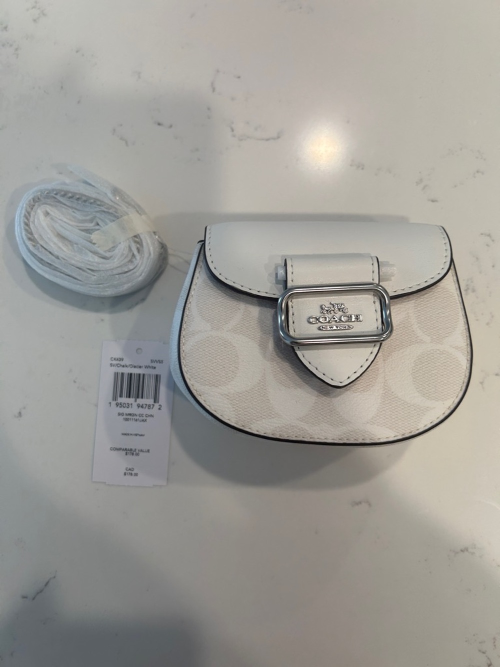 Brand New Coach Mini Signature Saddle Crossbody - Chalk White
